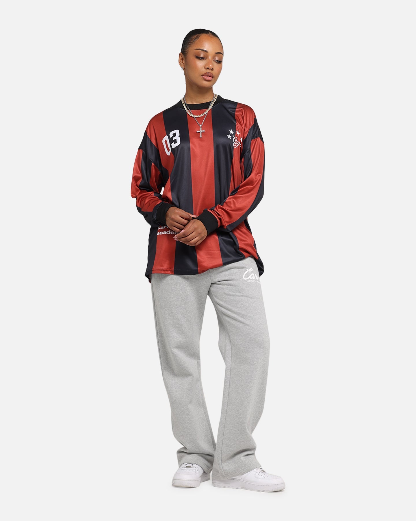 Carre Academy Oversized Long Sleeve T-Shirt Red/Black Style001