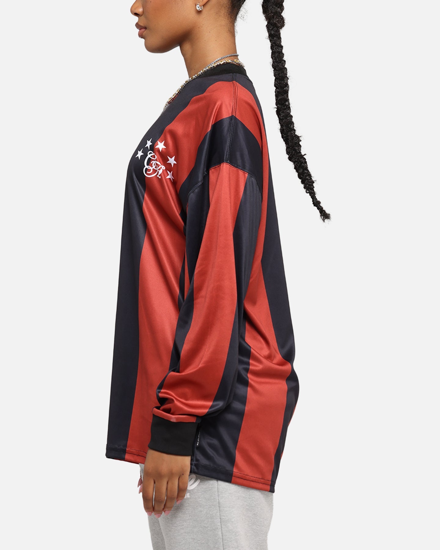 Carre Academy Oversized Long Sleeve T-Shirt Red/Black Style001