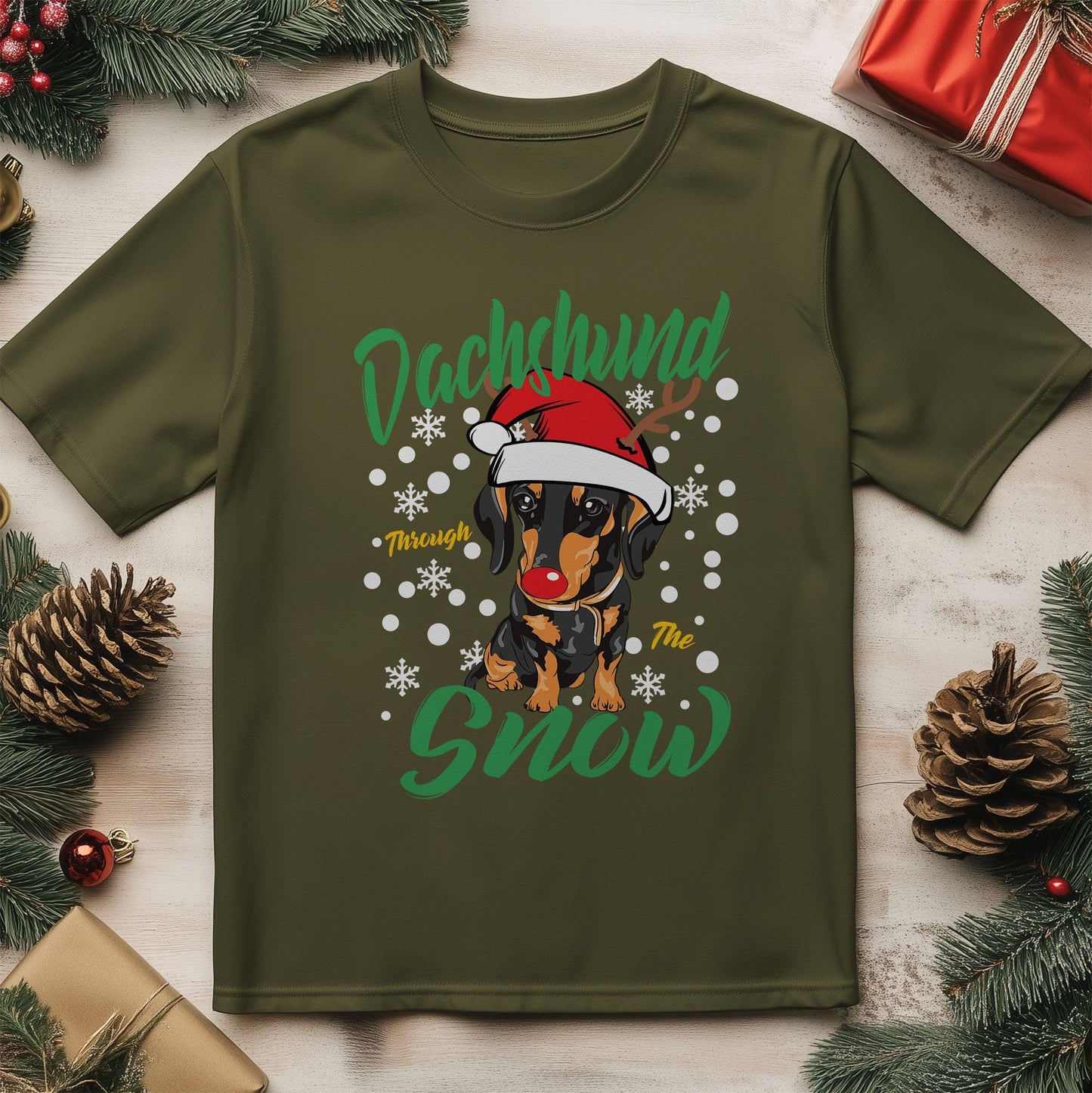 Dachshund Snow Xmas t-shirt -