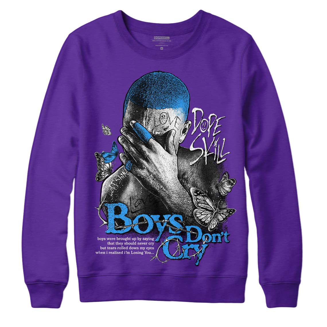 Court Purple 13s DopeSkill Purple Sweatshirt Boys Don't Cry Graphic