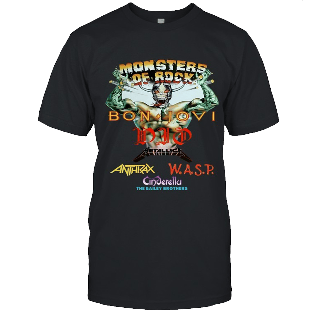 Monsters Of Rock Merch Monsters Of Rock 1987 Bon Jovi Dio T-Shirt Father's Day Gifts