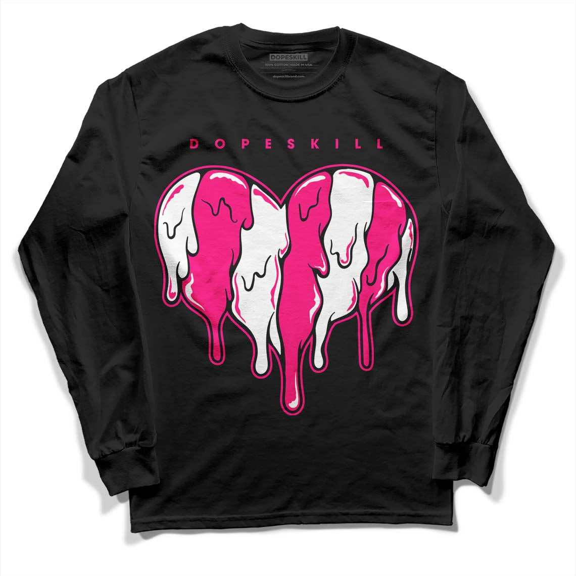 Fierce Pink 1s DopeSkill Long Sleeve T-Shirt Slime Drip Heart Graphic