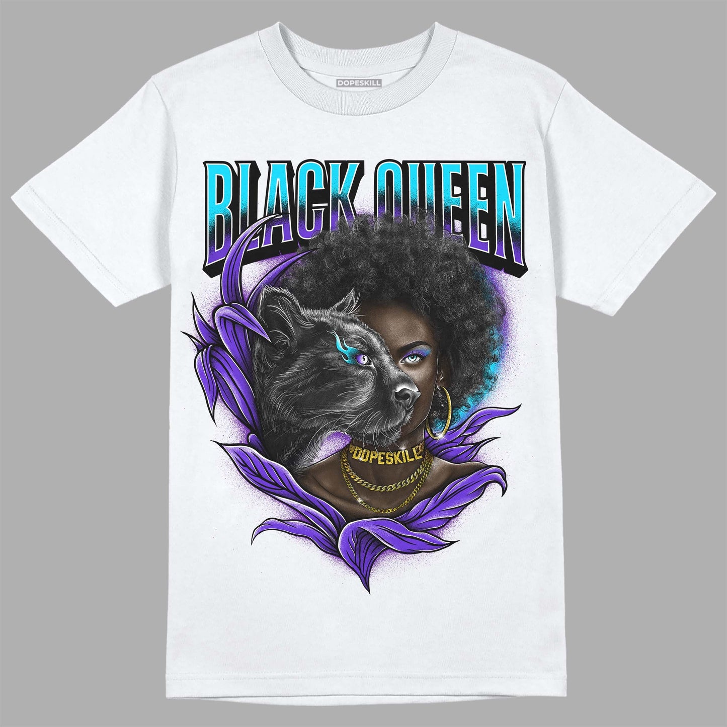 Aqua 6s DopeSkill T-Shirt New Black Queen Graphic