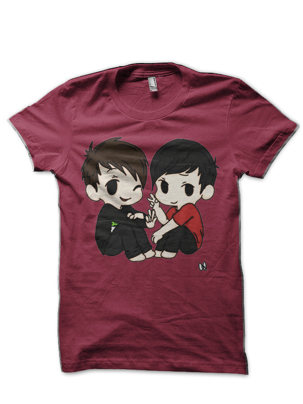 Dan and Phil Maroon T-Shirt
