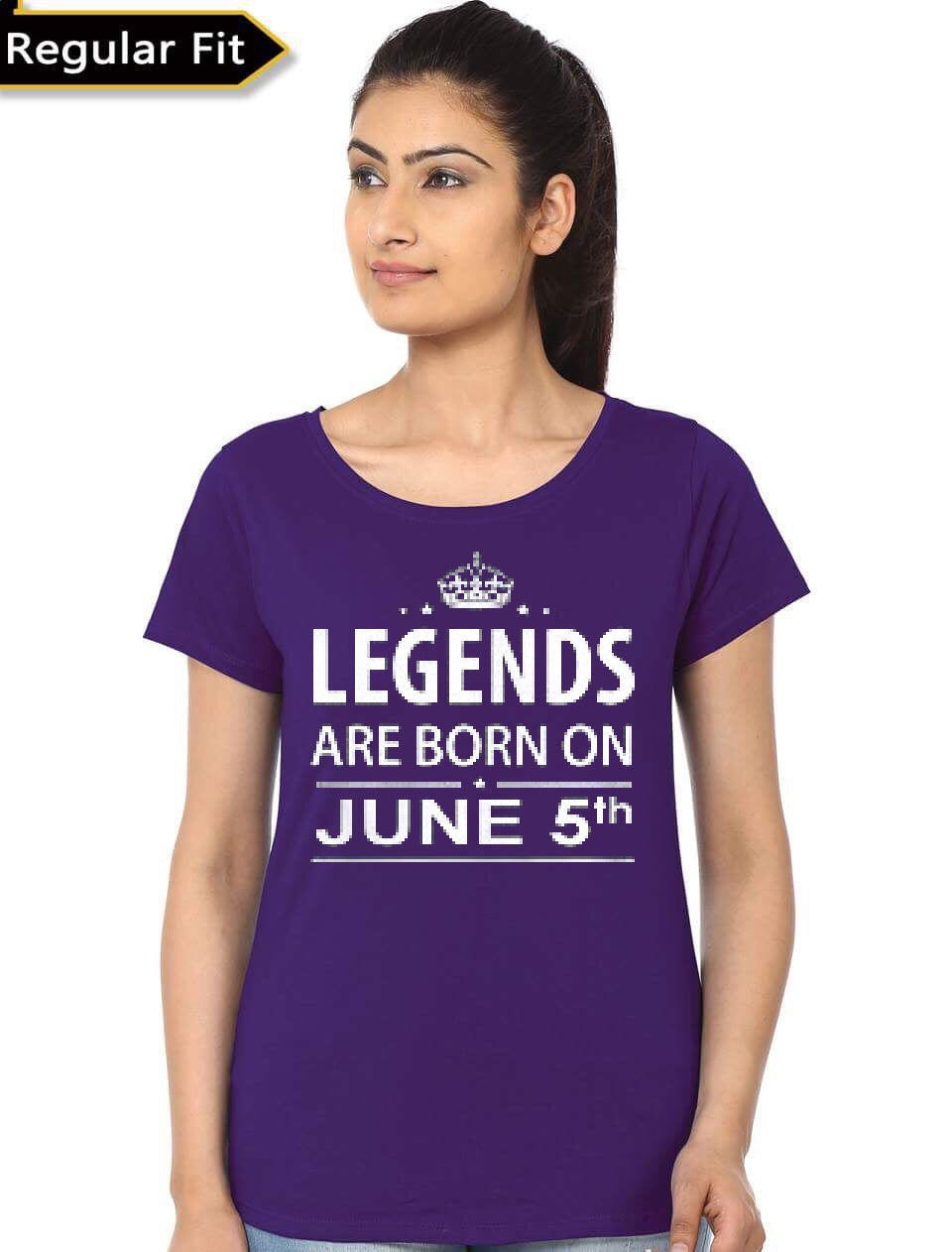 Legends Are Born On June 5th Purple Girl’s T-Shirt