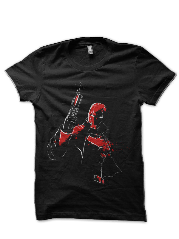 Red Hood With A Splash Black T-Shirt