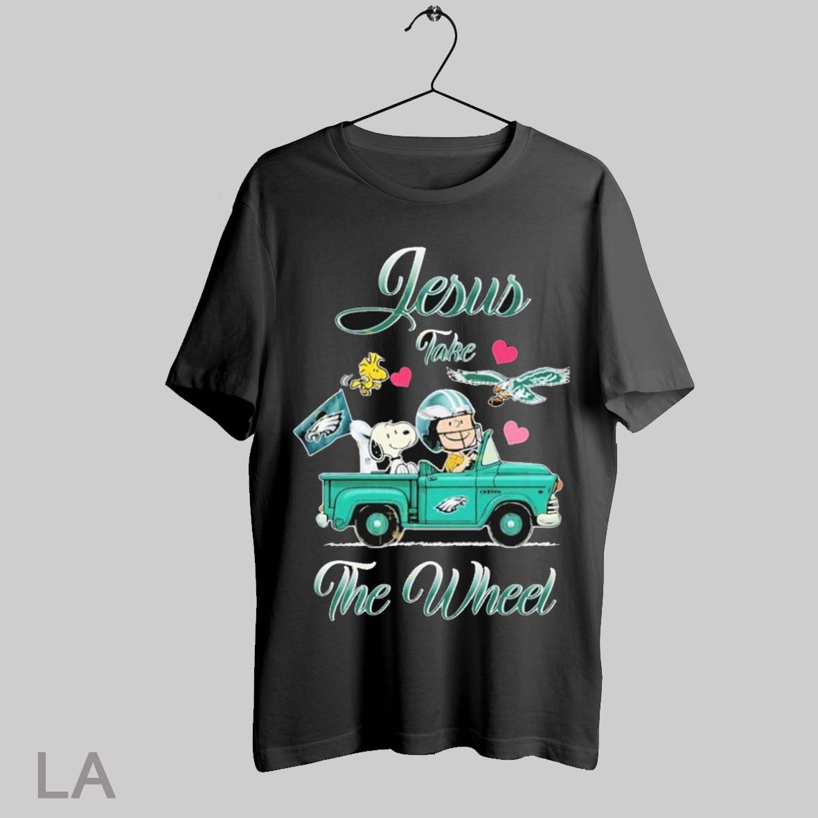 Top Snoopy And Charlie Brown The Peanuts Driving Car Philadelphia Eagles Jesus Take The Wheel Philly T Shirt T Shirt Sweatshirt Hoodie Shirt