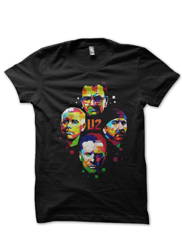 U2 Black Half Sleeve T-Shirt Style002