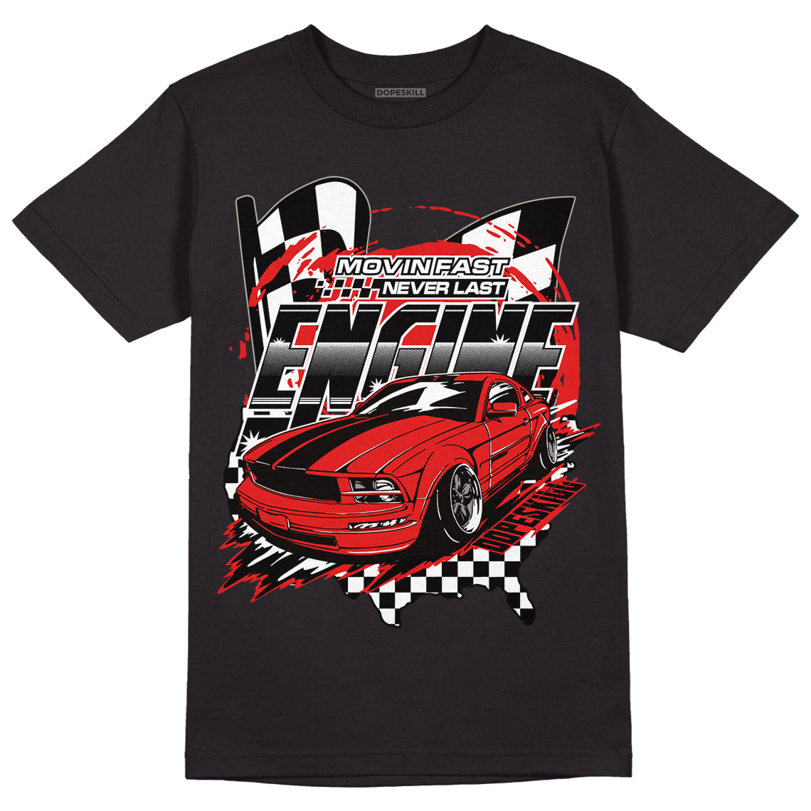 Fire Red 3s DopeSkill T-Shirt ENGINE Tshirt Graphic