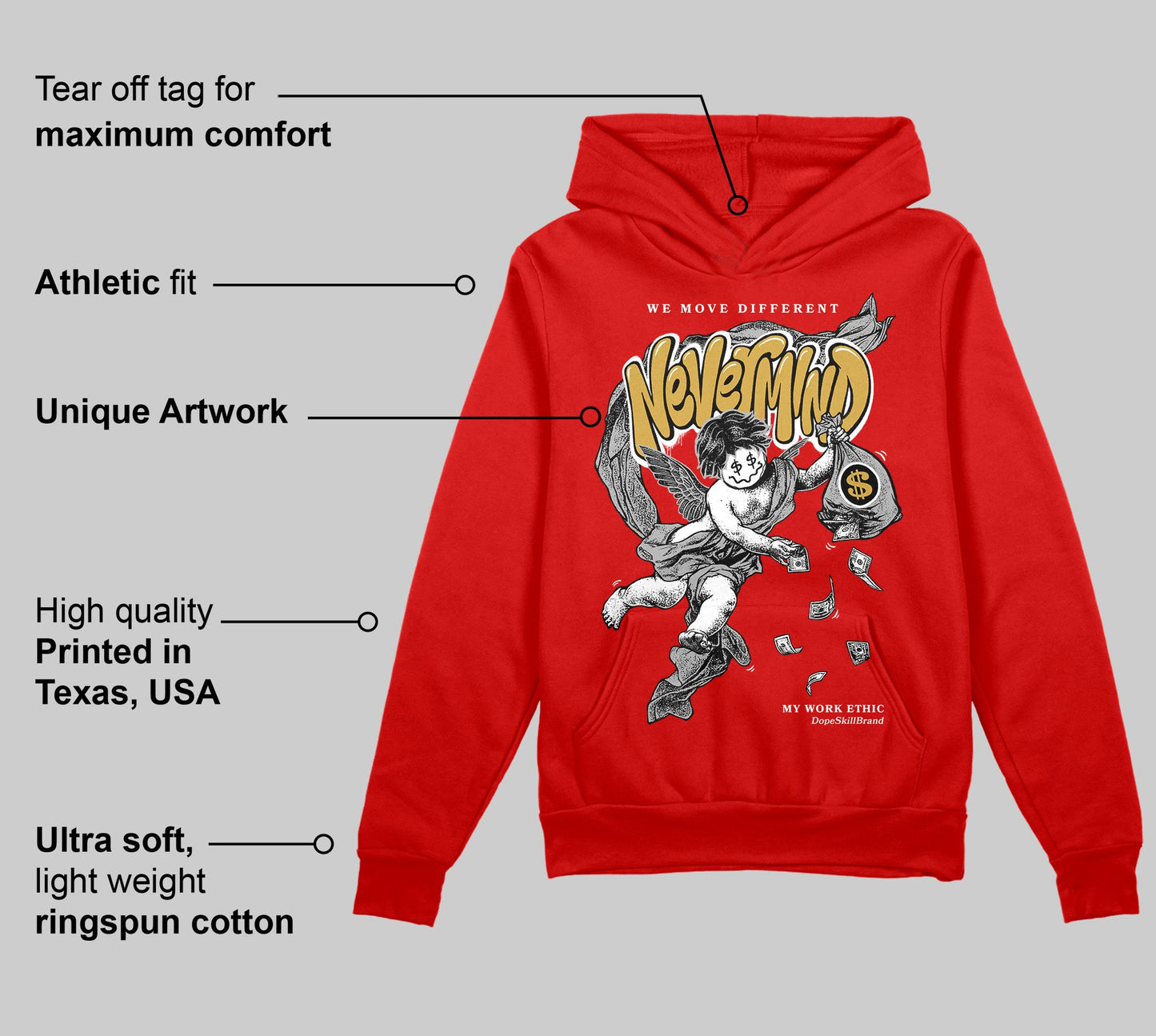Bred Velvet 11s DopeSkill Red Hoodie Sweatshirt Nevermind Graphic