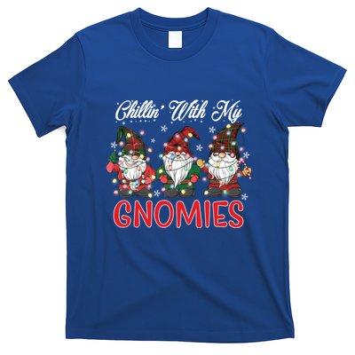 Chillin With My Gnomies Christmas Red Gnomes Plaid Buffalo Gift T-Shirt