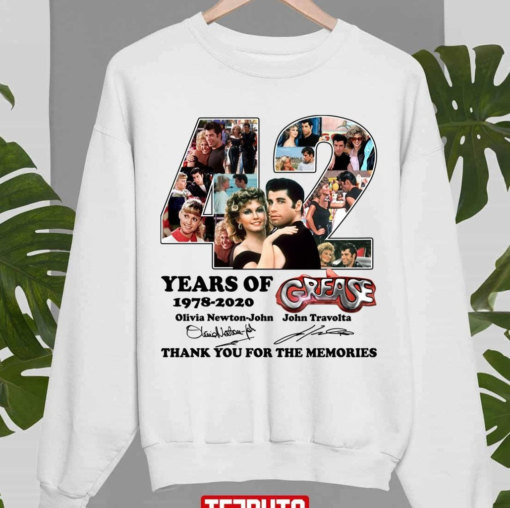 42 Years Of 1978 2020 Grease Musical Romantic Movie Funny Danny Zúkó Sandy Olsson White Unisex Sweatshirt