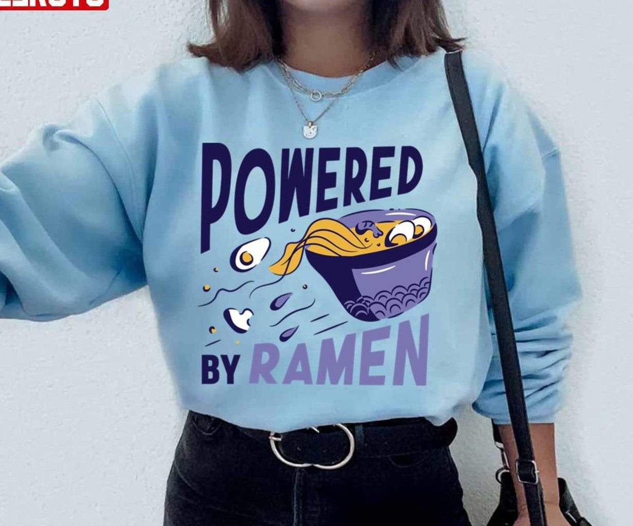 Powered By Ramen Cartoon Design Unisex Sweatshirt