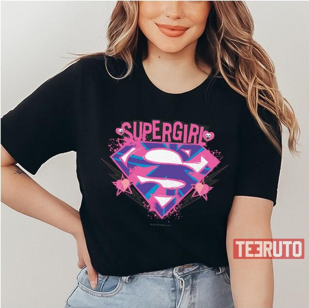 Pink And Purple Grunge Logo Supergirl Unisex T-Shirt