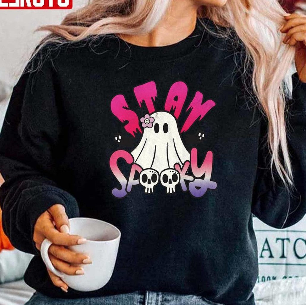 Purple Pink Funny Halloween Stay Spooky Unisex Sweatshirt