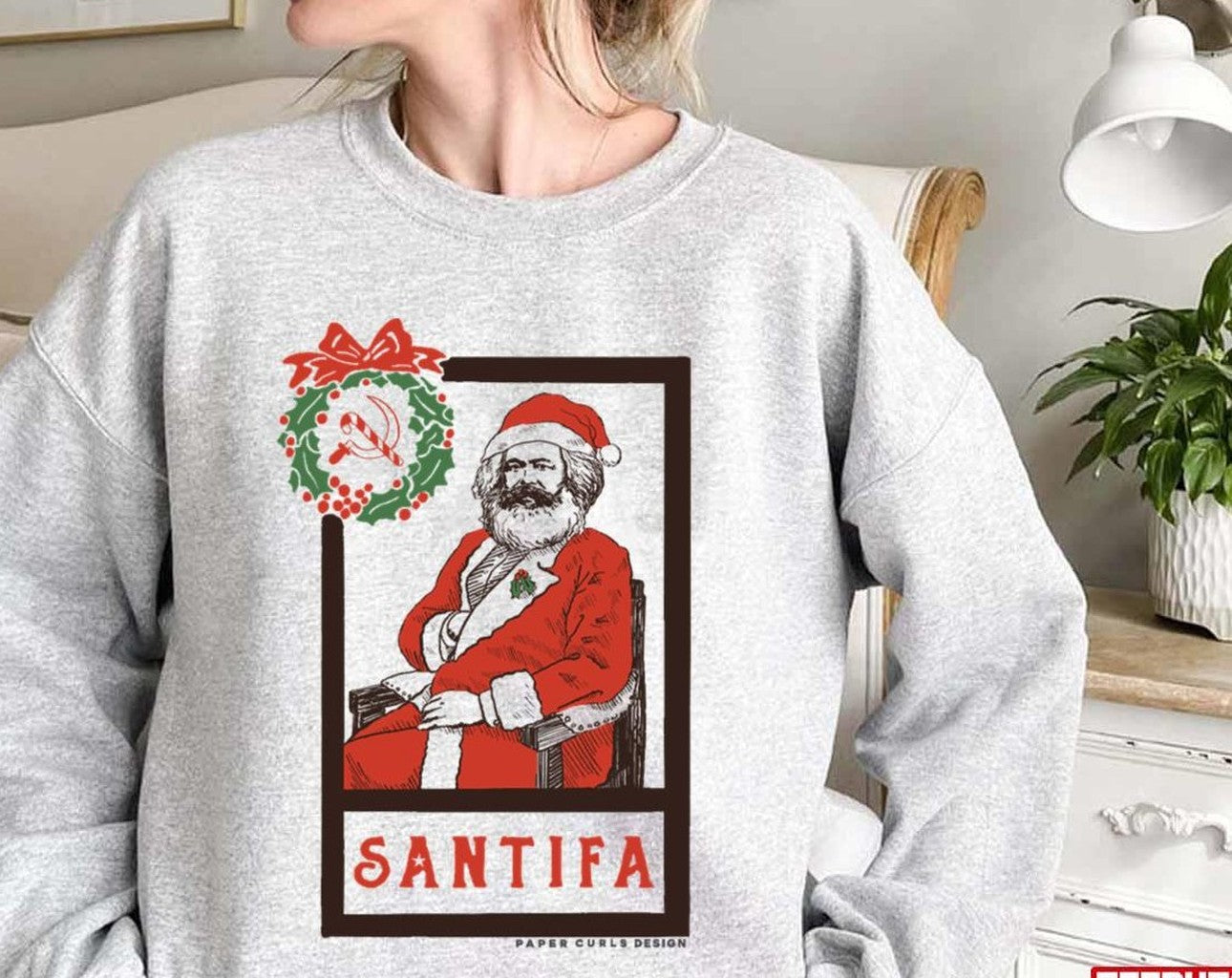 Santifa Funny Santa Art Christmas Unisex Sweatshirt