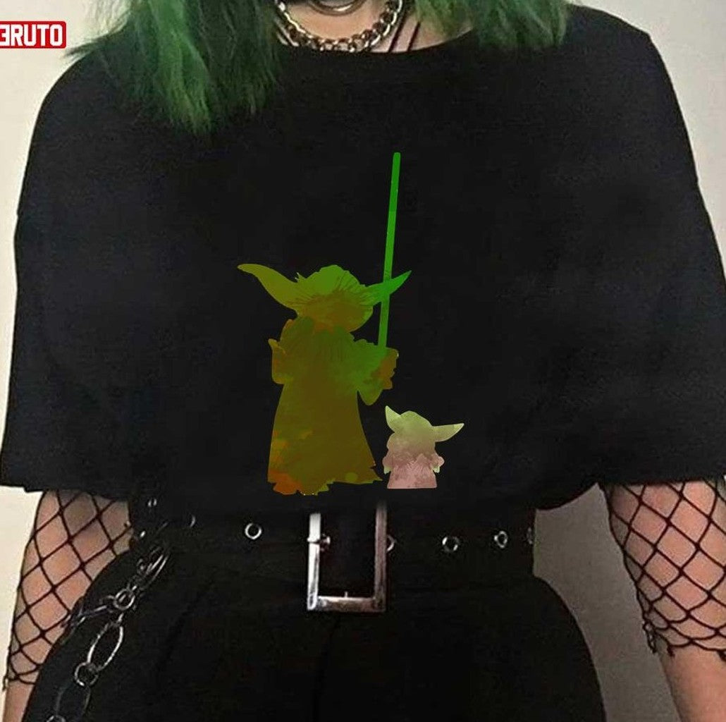 Baby And Elder Inspired Silhouette Yoda Grogu Star Wars Unisex T-Shirt