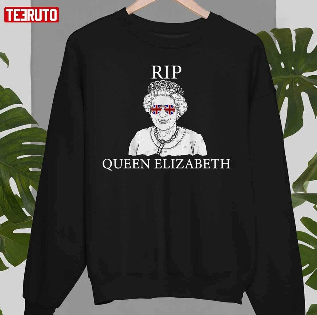 Rip Queen Elizabeth II Sunglasses British Crown Unisex Sweatshirt