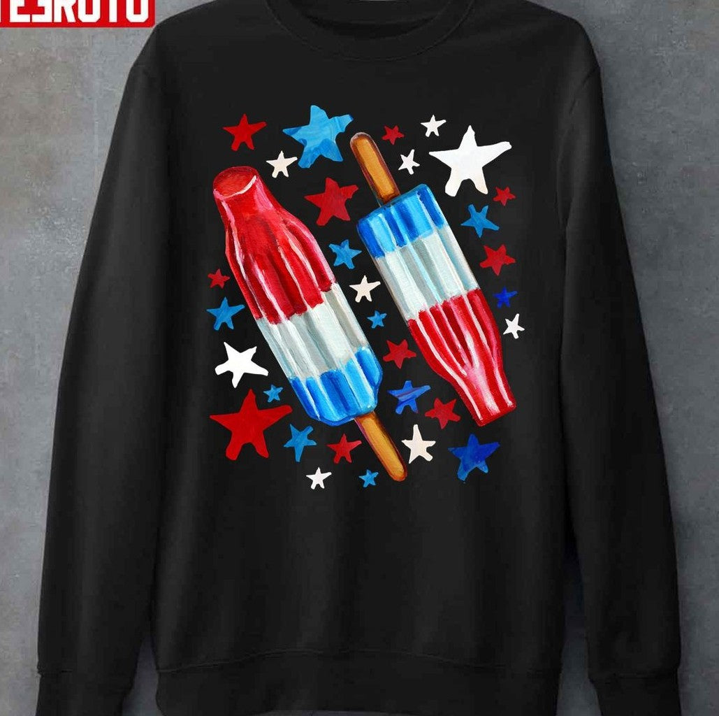 Patriotic Rocket Pop And Stars Pattern Unisex T-Shirt