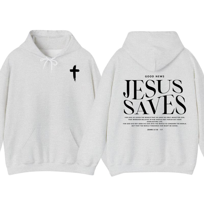 Jesus Saves John 316-17 Front and Back Print Christian Pullover Hoodie Full Color, for Men Women
