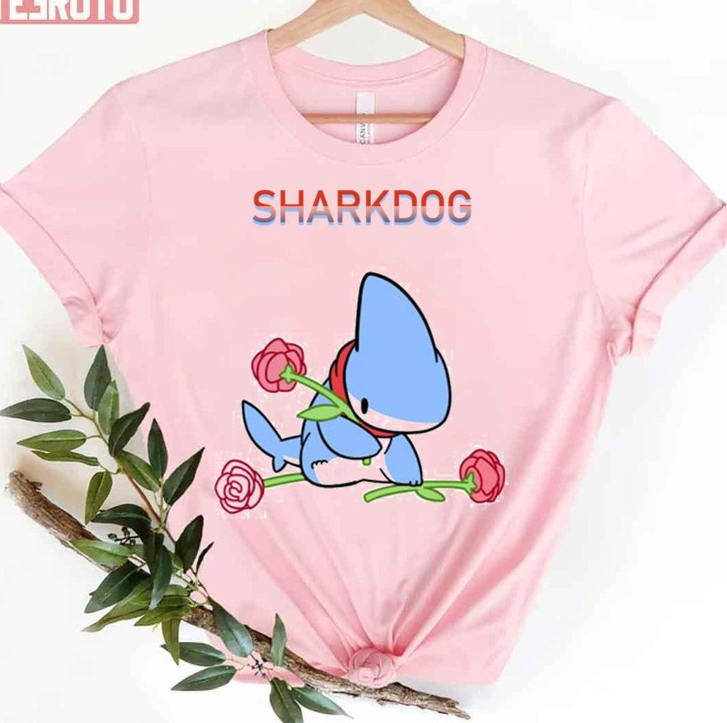Sharkdog With Red Flowers Unisex T-Shirt