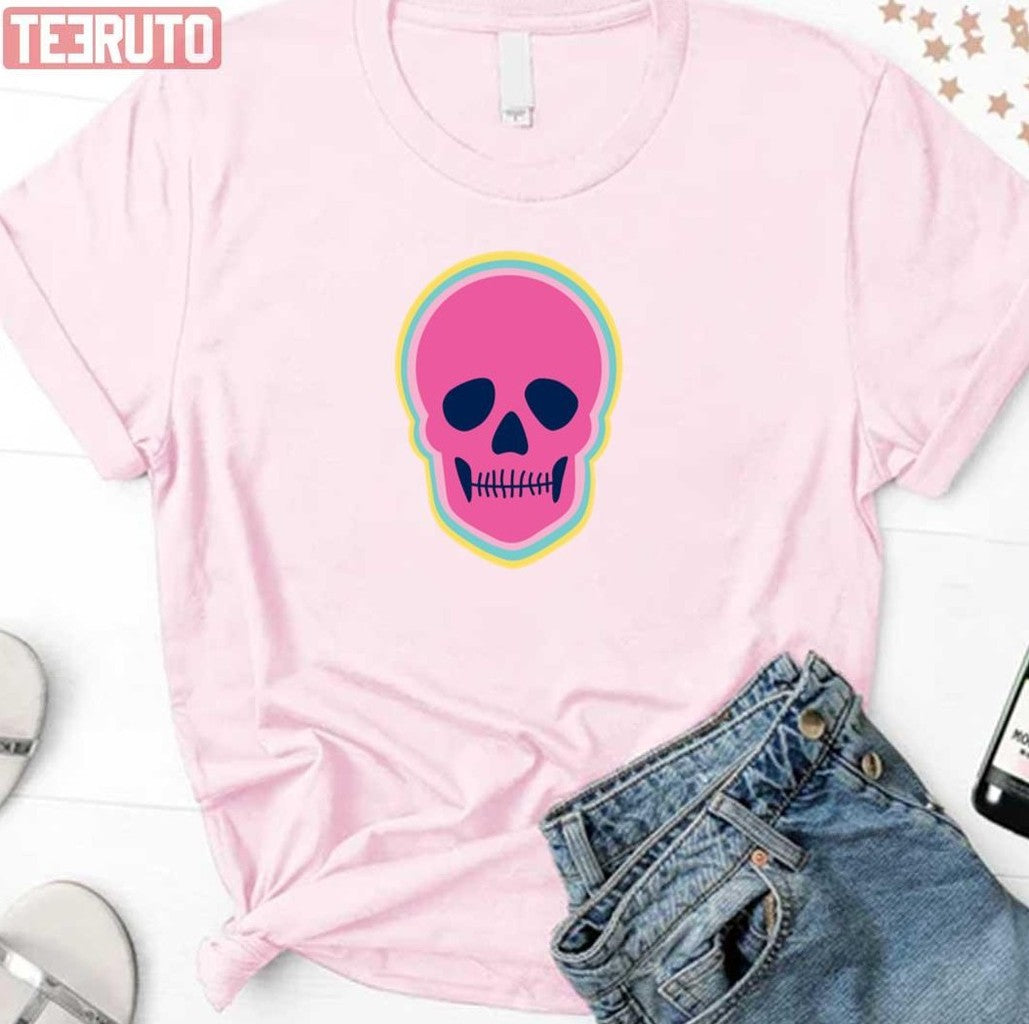 Pink Layered Skull Unisex T-Shirt