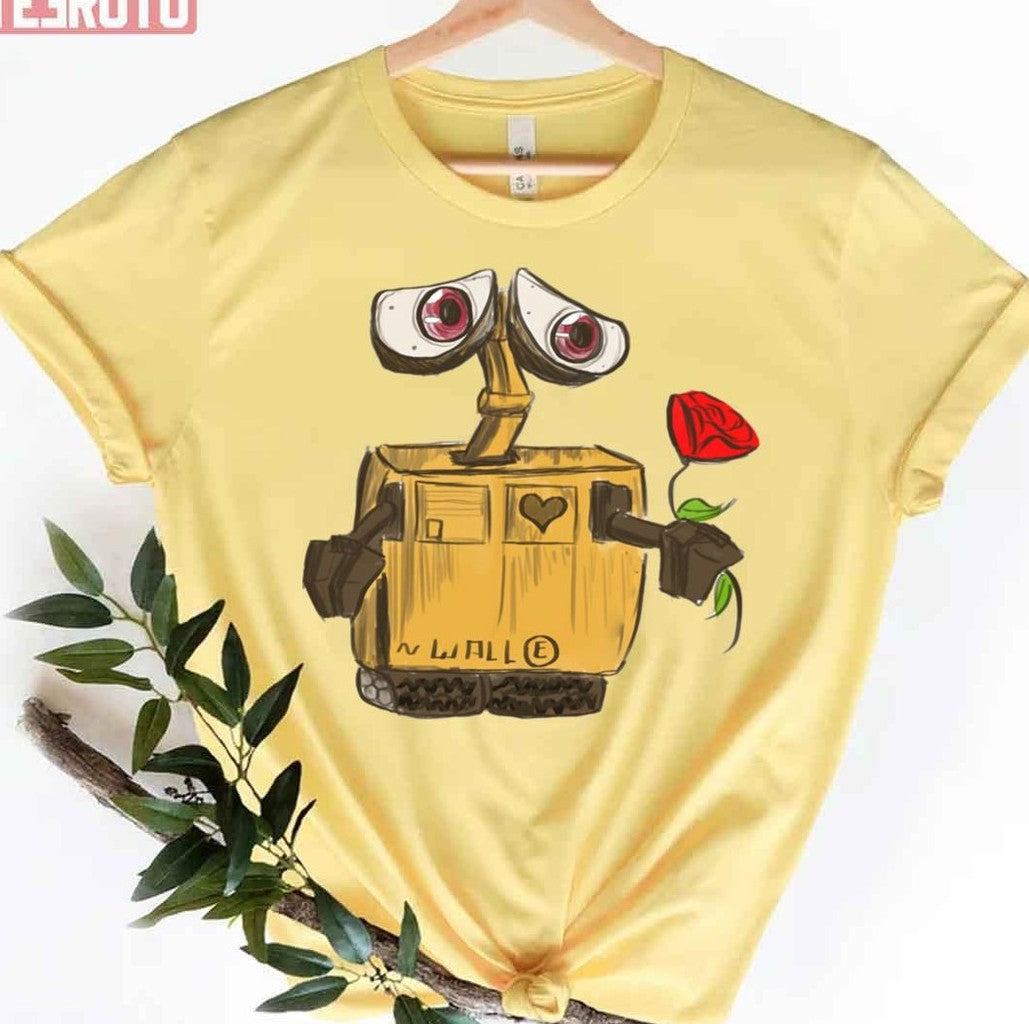 Sad Wall-E And A Red Rose Unisex T-Shirt