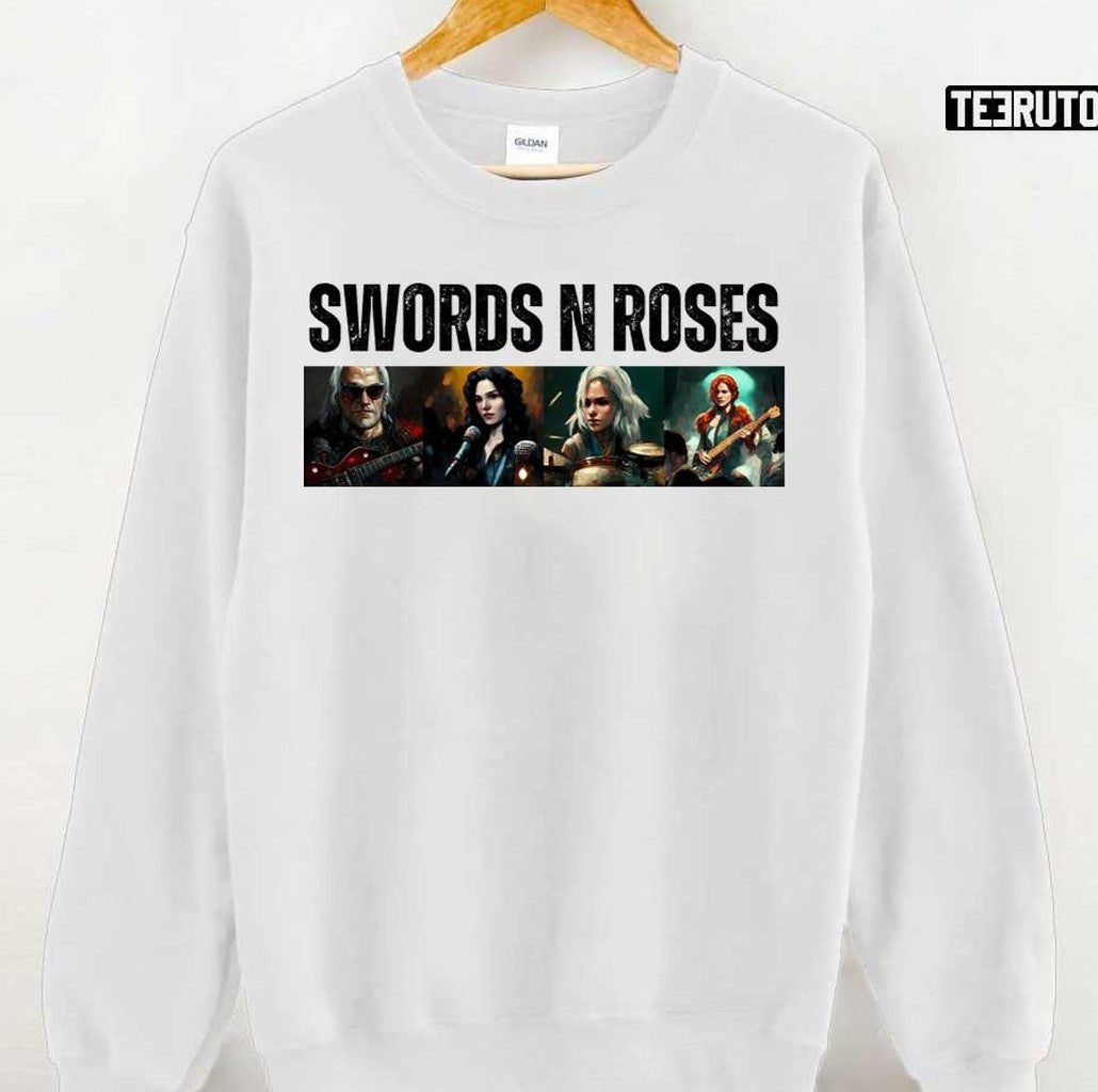 Swords N Roses Fantasy The Witcher Guns N Roses Inspired Unisex Hoodie