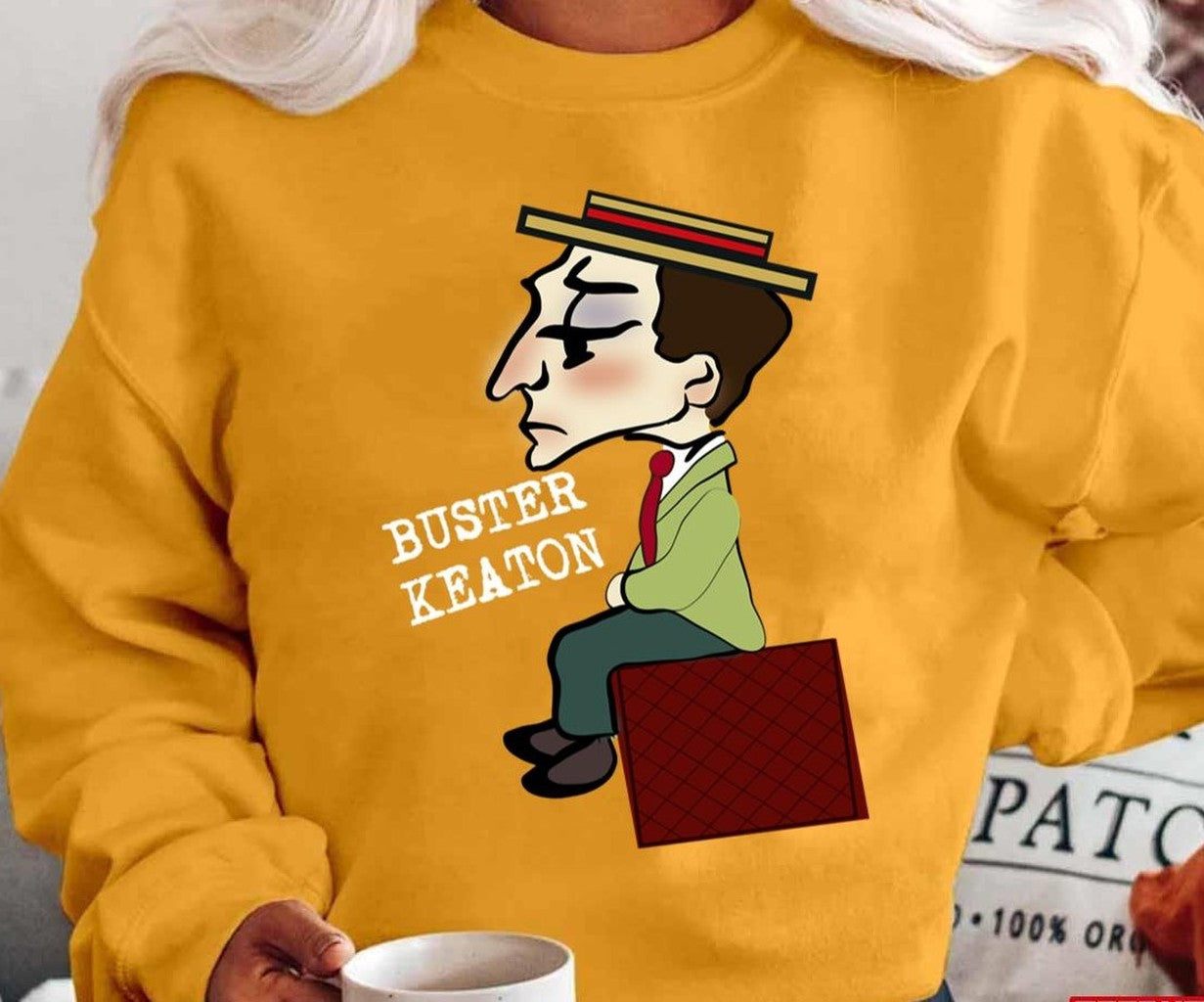 Retro Buster Keaton Sitting On A Case Photographic Unisex T-Shirt
