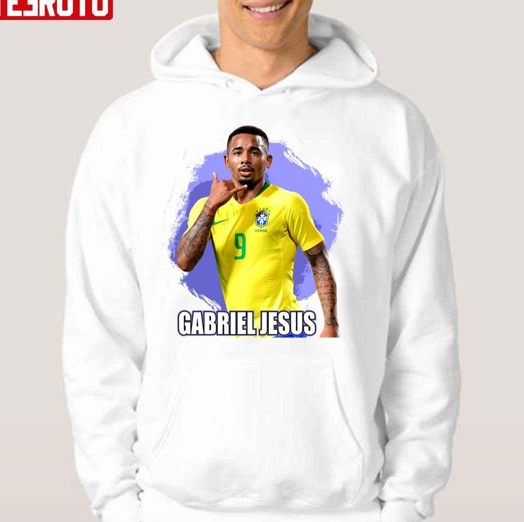 Out I March With Bat And Pad Gabriel Jesus Brazil Football Unisex Hoodie
