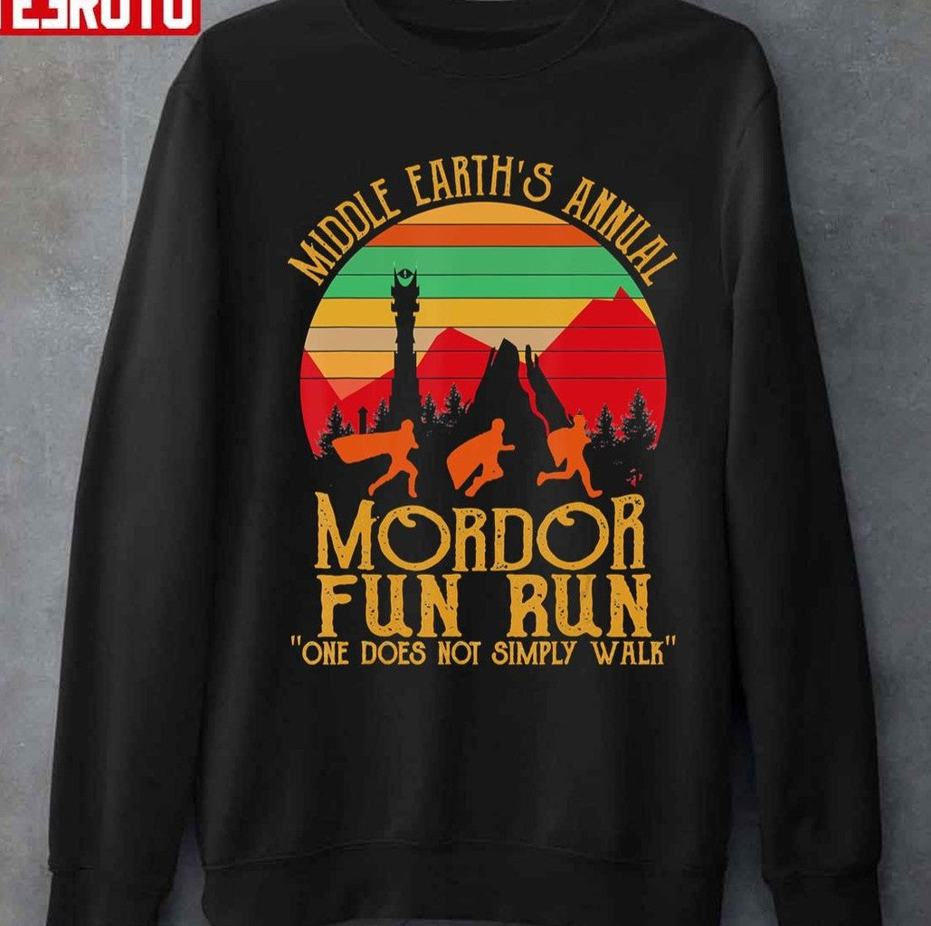 Mordor Fun Run One Does Not Simply Walk Vintage Retro Unisex T-shirt