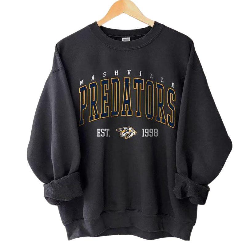 Nashville Crewneck Vintage Style Predators Sweatshirt Nashville Hockeys Crewneck College Sweatshirt
