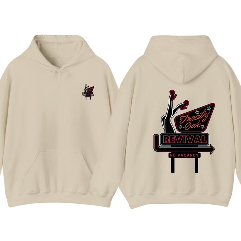 Treaty Oak Revival hoodie, Retro Neon Sign, Inspired Design With Bold Graphics Menswear Sweaters Tops Wetsuit Casual Long Sleeve Pullover