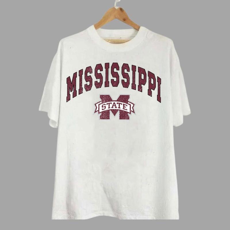 Mississippi State Bulldogs Vintage Football NCAA Sweatshirt University Crewneck for Game Day Unisex Cotton Tops