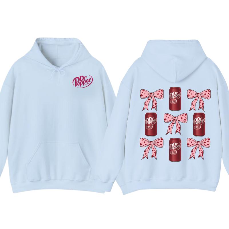 Dr Pepper Coquette Bow Pink T-Shirt Hoodie, Full color, unisex