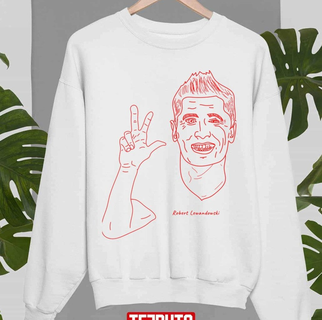 Robert Lewandowski Red Lineart Footballer Unisex Sweatshirt