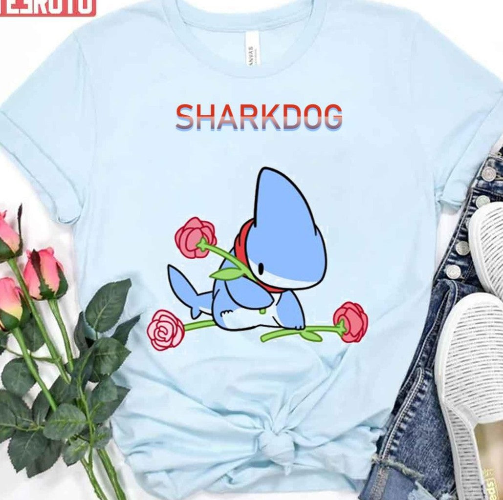 Sharkdog With Red Flowers Unisex T-Shirt