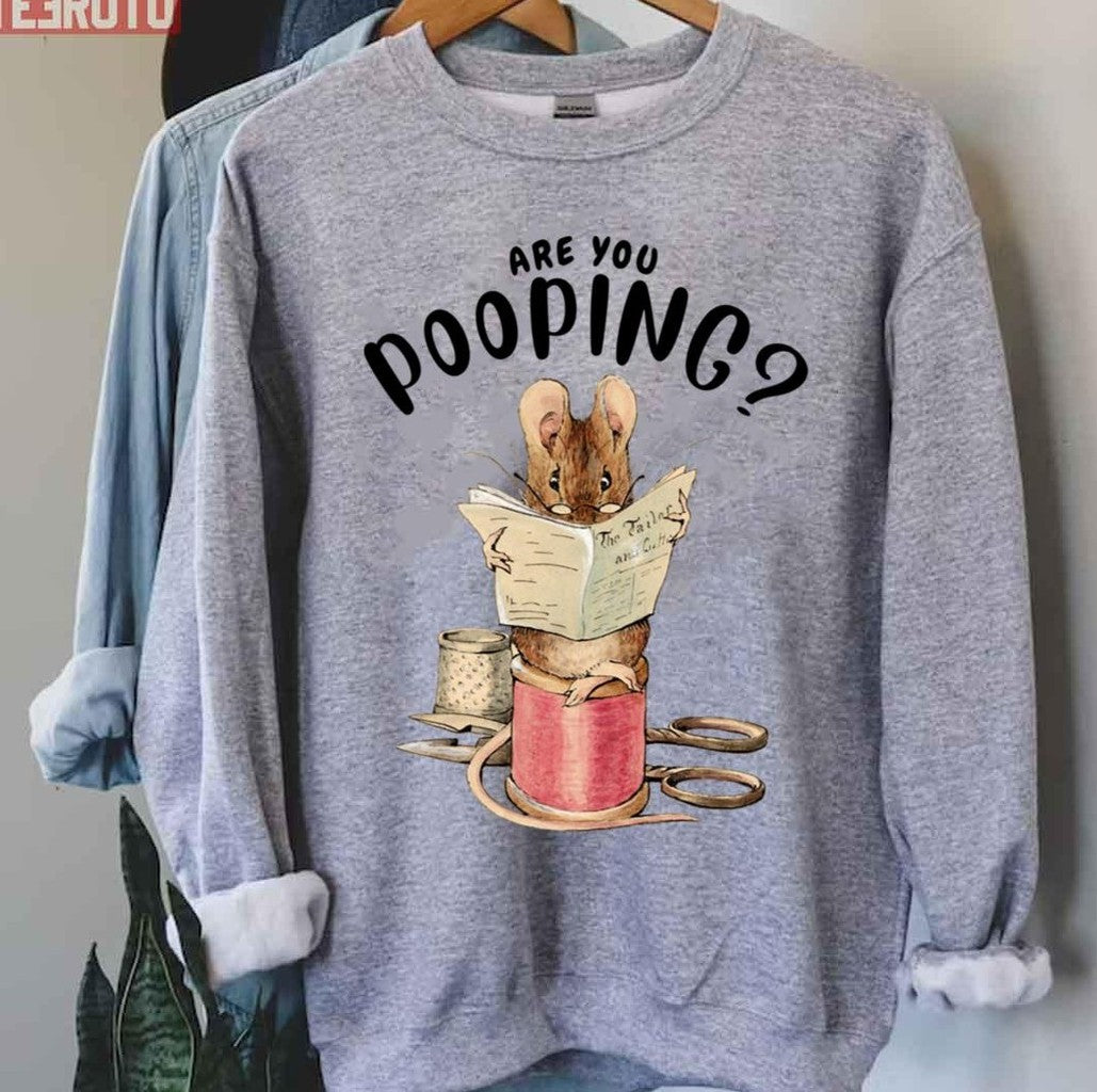 Mouse Print Are You Pooping Bathroom Mouse Watercolor Unisex Hoodie