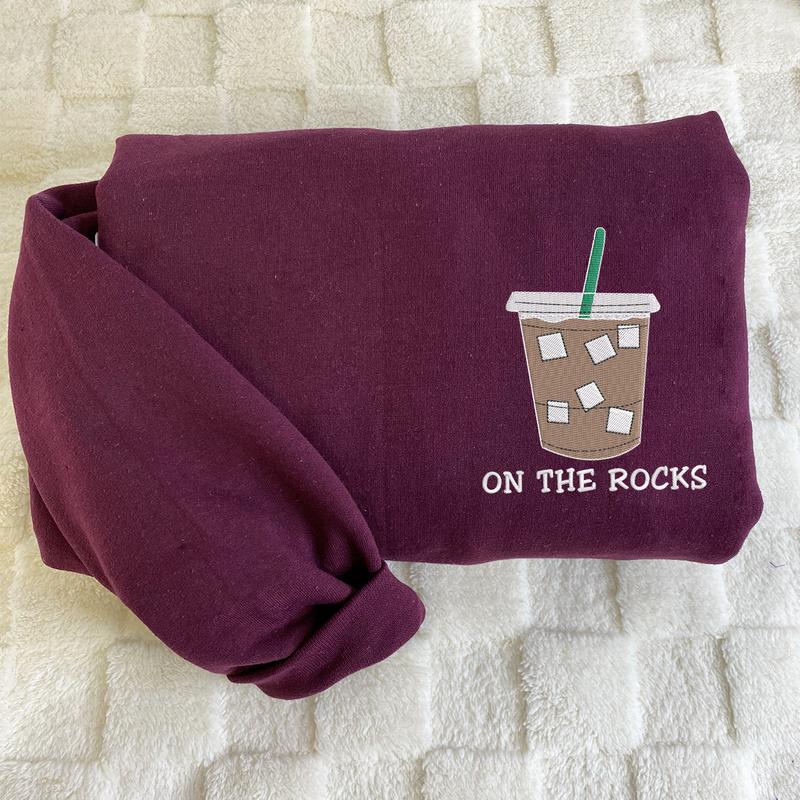 On The Rocks Embroidered Sweatshirt, Iced Coffee Sweatshirt, Coffee Lover Sweatshirt