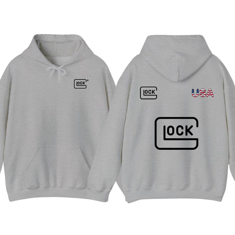 Glock Hoodie with USA Flag Design for Men, Classic Fit - Classic