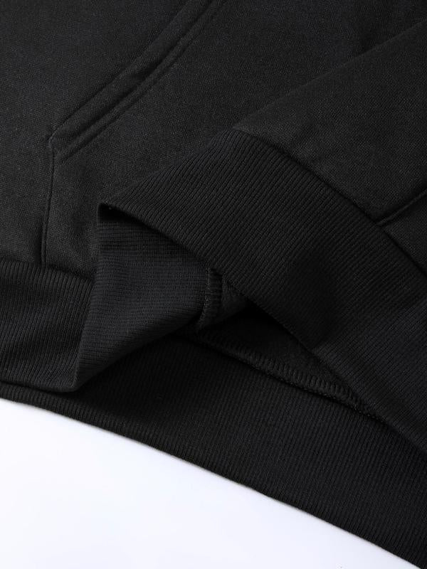 Men's Heart Print Drawstring Hoodie with Pocket, Casual Long Sleeve Sweatshirt for Men's Fall & Winter, Daily Valentine's Day WearÂ