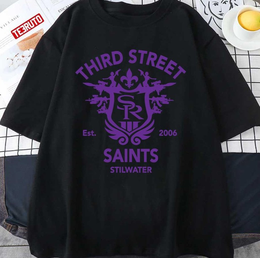 Saints Stilwater Saints Row 3 Tribute Emblem Purple Unisex T-shirt