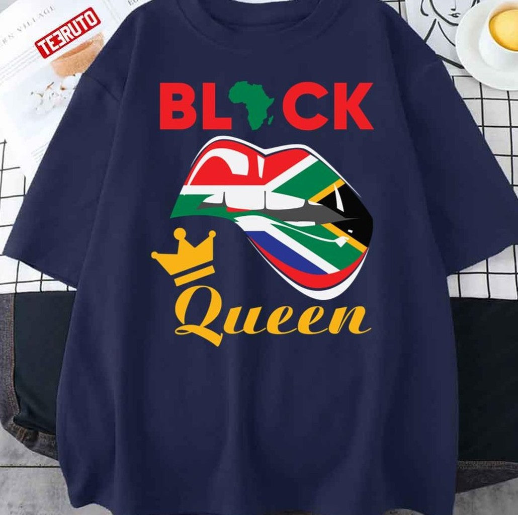 Black History Month Queen Lips Flag Unisex T-Shirt