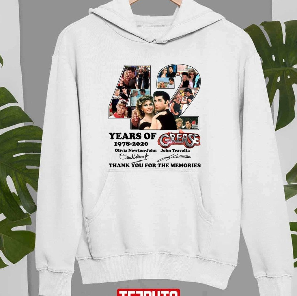 42 Years Of 1978 2020 Grease Musical Romantic Movie Funny Danny Zúkó Sandy Olsson White Unisex Sweatshirt