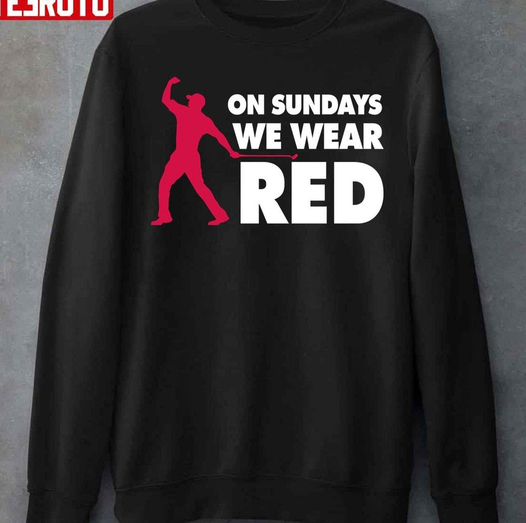 On Sundays We Wear Red Black Unisex T-Shirt