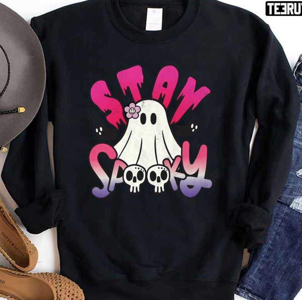 Purple Pink Funny Halloween Stay Spooky Unisex Sweatshirt