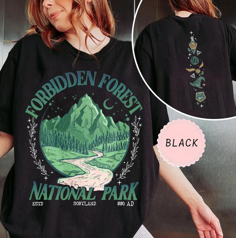 National Park Wizard 2 Side Sweatshirt, Forbidden Forest Shirt, Book Lover, Spicy Booktok, HP Inspired Wizarding World T-Shirt, Bookish Merch, Womensw