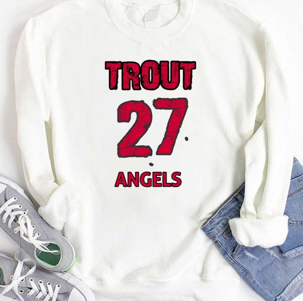 The 27 Angels Mike Trout Red Text Baseball Unisex Hoodie