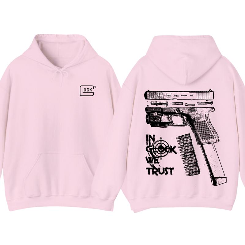 In GLock We Trust Hoodie - Glock Hoodie - Full Color Double Sided - Men's & Women's Classic Fit Long Sleeve Hoodie - Menswear unisex hoodie