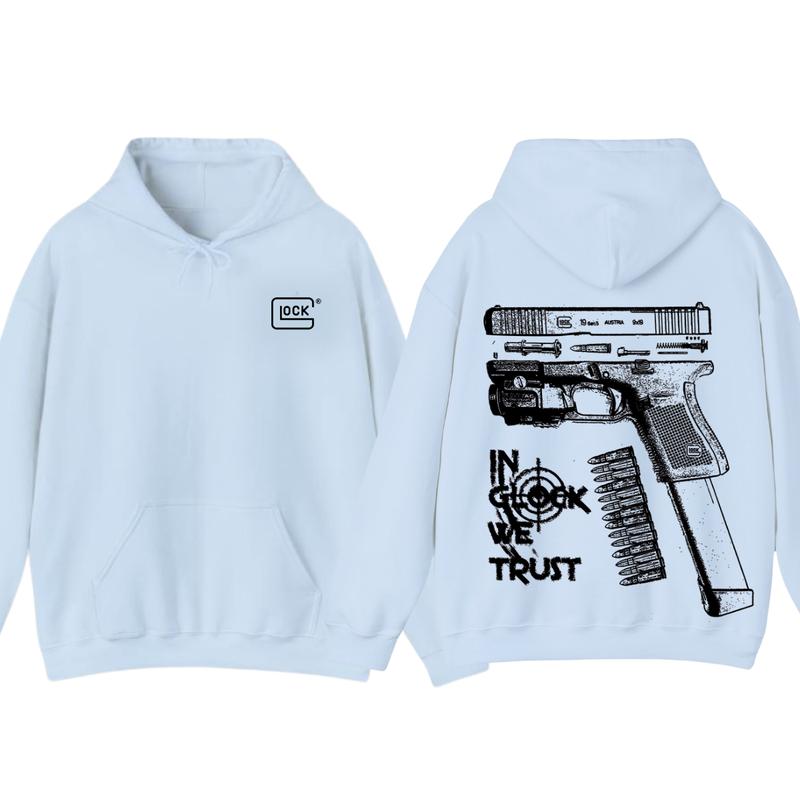 In GLock We Trust Hoodie - Glock Hoodie - Full Color Double Sided - Men's & Women's Classic Fit Long Sleeve Hoodie - Menswear unisex hoodie